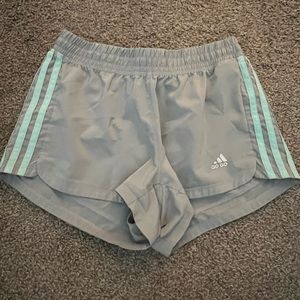 Grey and Teal Adidas Athletic Shorts